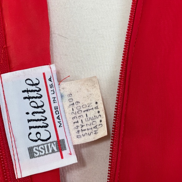 Vintage Miss Elliette Red Organza Ruffle Midi Dress - Picture 10 of 16